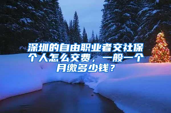 深圳的自由职业者交社保个人怎么交费，一般一个月缴多少钱？