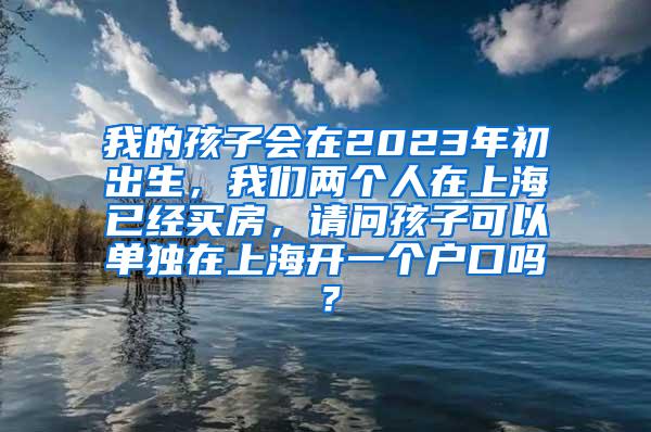 我的孩子会在2023年初出生，我们两个人在上海已经买房，请问孩子可以单独在上海开一个户口吗？