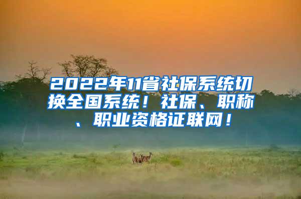 2022年11省社保系统切换全国系统！社保、职称、职业资格证联网！