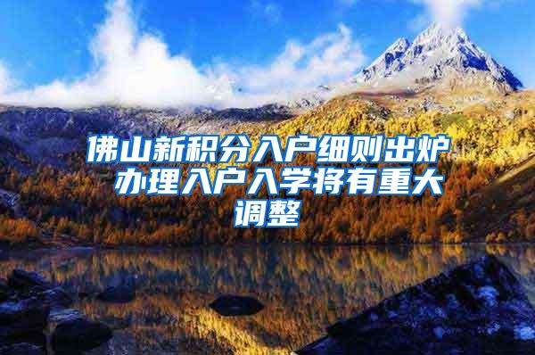 佛山新积分入户细则出炉 办理入户入学将有重大调整