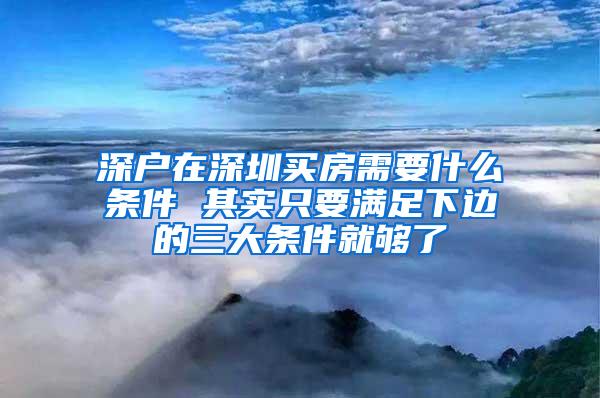 深户在深圳买房需要什么条件 其实只要满足下边的三大条件就够了