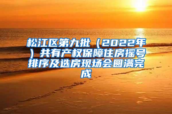 松江区第九批（2022年）共有产权保障住房摇号排序及选房现场会圆满完成