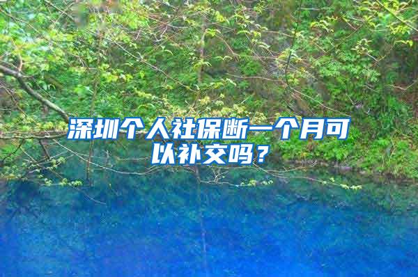 深圳个人社保断一个月可以补交吗？