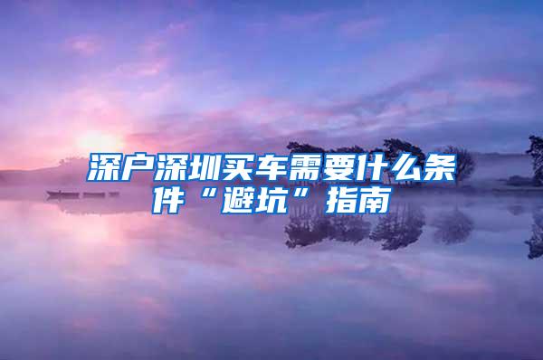 深户深圳买车需要什么条件“避坑”指南