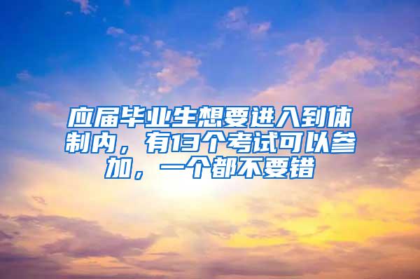 应届毕业生想要进入到体制内，有13个考试可以参加，一个都不要错