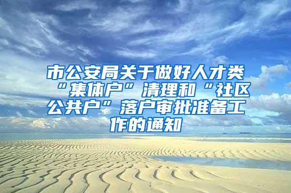 市公安局关于做好人才类“集体户”清理和“社区公共户”落户审批准备工作的通知