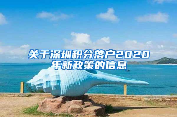 关于深圳积分落户2020年新政策的信息