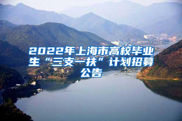 2022年上海市高校毕业生“三支一扶”计划招募公告