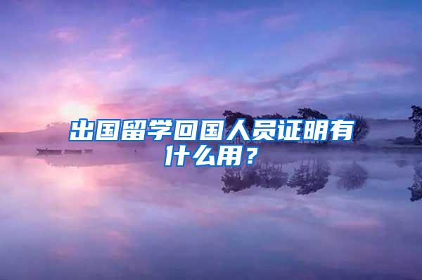 出国留学回国人员证明有什么用？