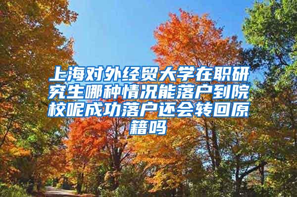 上海对外经贸大学在职研究生哪种情况能落户到院校呢成功落户还会转回原籍吗