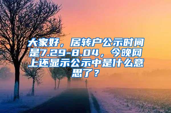 大家好，居转户公示时间是7.29-8.04，今晚网上还显示公示中是什么意思了？