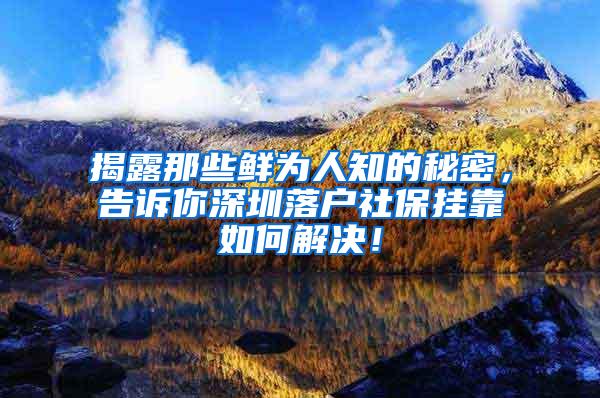 揭露那些鲜为人知的秘密，告诉你深圳落户社保挂靠如何解决！