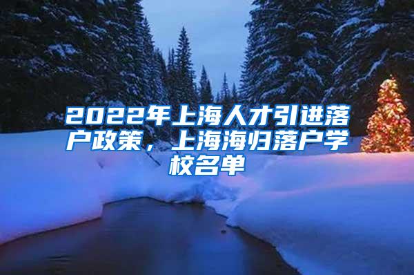 2022年上海人才引进落户政策，上海海归落户学校名单