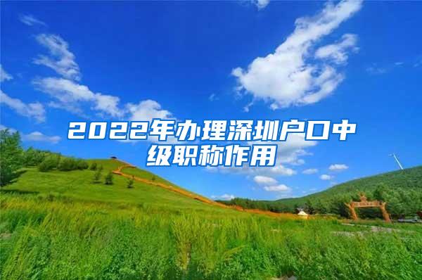 2022年办理深圳户口中级职称作用