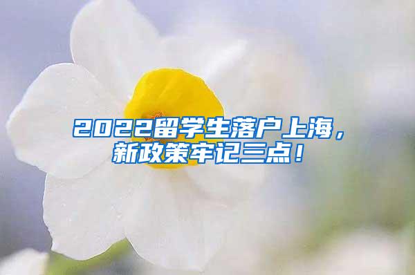 2022留学生落户上海，新政策牢记三点！