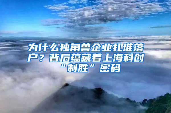 为什么独角兽企业扎堆落户？背后蕴藏着上海科创“制胜”密码