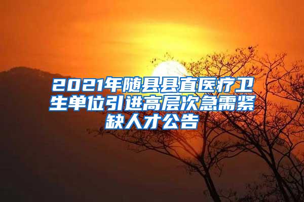 2021年随县县直医疗卫生单位引进高层次急需紧缺人才公告