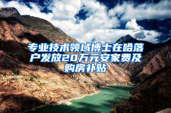 专业技术领域博士在哈落户发放20万元安家费及购房补贴