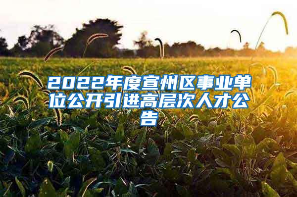 2022年度宣州区事业单位公开引进高层次人才公告