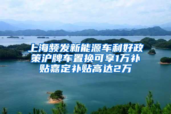 上海频发新能源车利好政策沪牌车置换可享1万补贴嘉定补贴高达2万