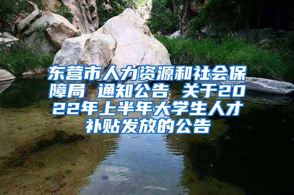 东营市人力资源和社会保障局 通知公告 关于2022年上半年大学生人才补贴发放的公告