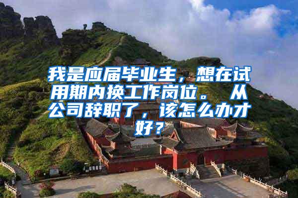 我是应届毕业生，想在试用期内换工作岗位。 从公司辞职了，该怎么办才好？