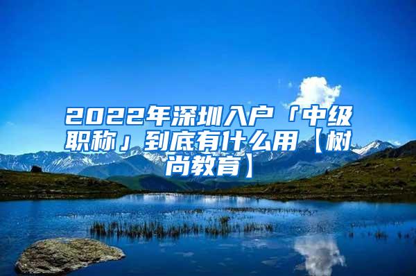 2022年深圳入户「中级职称」到底有什么用【树尚教育】