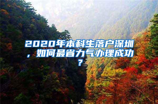 2020年本科生落户深圳，如何最省力气办理成功？