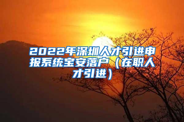 2022年深圳人才引进申报系统宝安落户（在职人才引进）