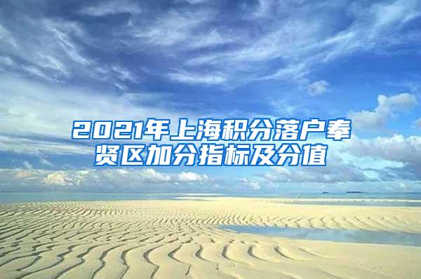 2021年上海积分落户奉贤区加分指标及分值