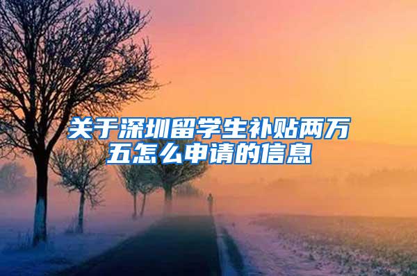 关于深圳留学生补贴两万五怎么申请的信息
