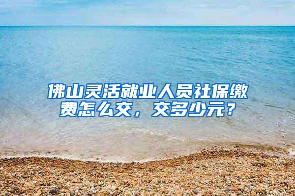 佛山灵活就业人员社保缴费怎么交，交多少元？