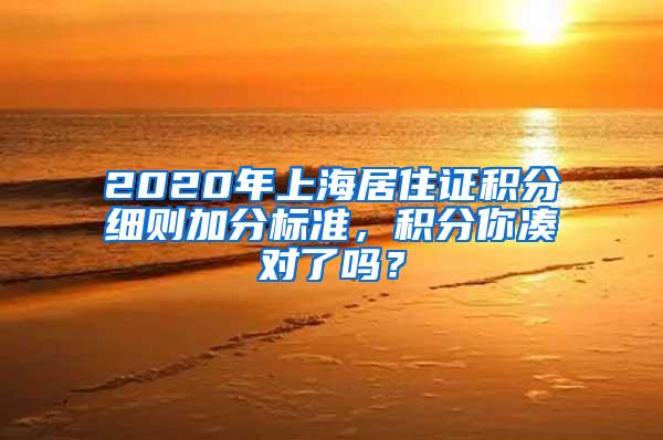 2020年上海居住证积分细则加分标准，积分你凑对了吗？