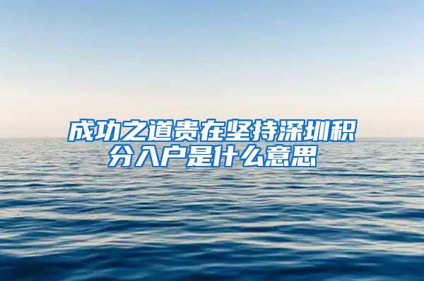 成功之道贵在坚持深圳积分入户是什么意思