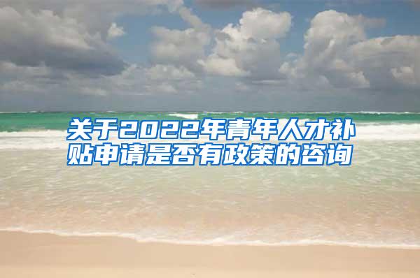 关于2022年青年人才补贴申请是否有政策的咨询