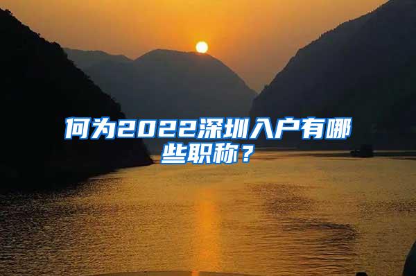 何为2022深圳入户有哪些职称？