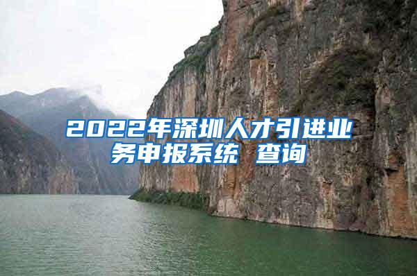 2022年深圳人才引进业务申报系统 查询