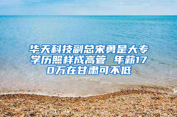 华天科技副总宋勇是大专学历照样成高管 年薪170万在甘肃可不低