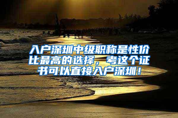 入户深圳中级职称是性价比最高的选择，考这个证书可以直接入户深圳！