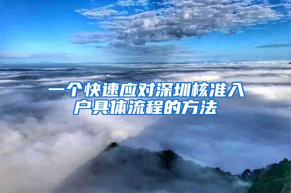 一个快速应对深圳核准入户具体流程的方法