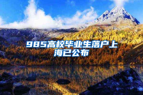 985高校毕业生落户上海已公布