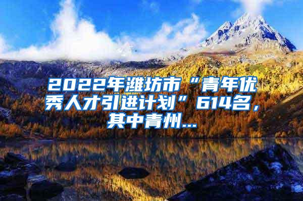 2022年潍坊市“青年优秀人才引进计划”614名，其中青州...