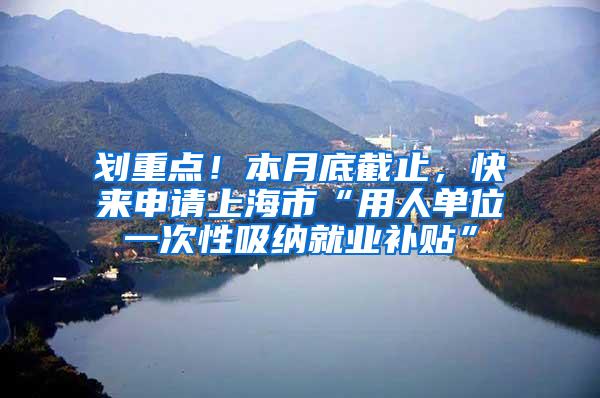 划重点！本月底截止，快来申请上海市“用人单位一次性吸纳就业补贴”