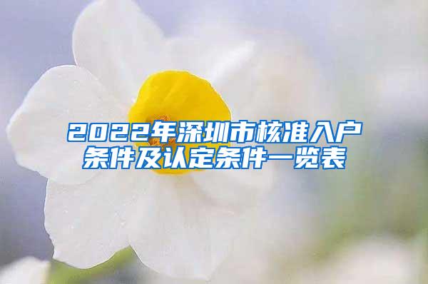 2022年深圳市核准入户条件及认定条件一览表