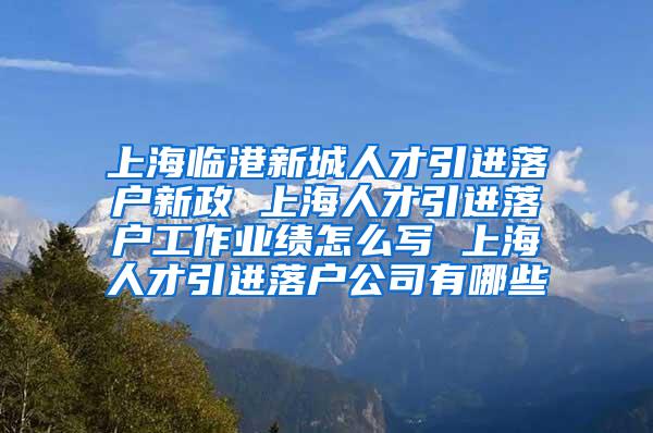 上海临港新城人才引进落户新政 上海人才引进落户工作业绩怎么写 上海人才引进落户公司有哪些