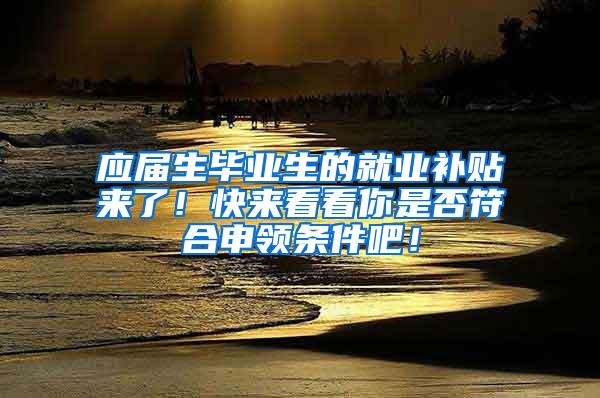 应届生毕业生的就业补贴来了！快来看看你是否符合申领条件吧！