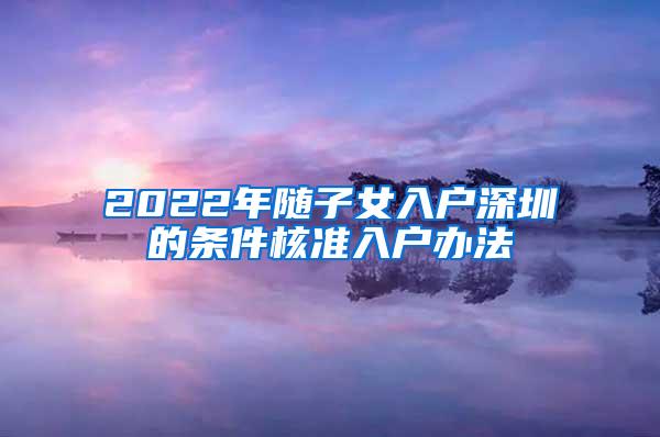 2022年随子女入户深圳的条件核准入户办法