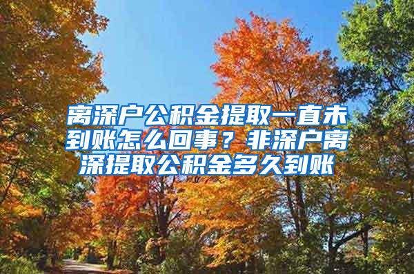 离深户公积金提取一直未到账怎么回事？非深户离深提取公积金多久到账