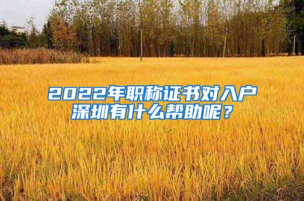 2022年职称证书对入户深圳有什么帮助呢？