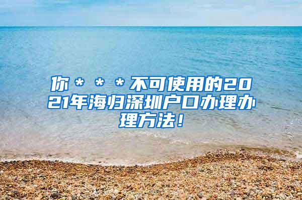 你＊＊＊不可使用的2021年海归深圳户口办理办理方法！